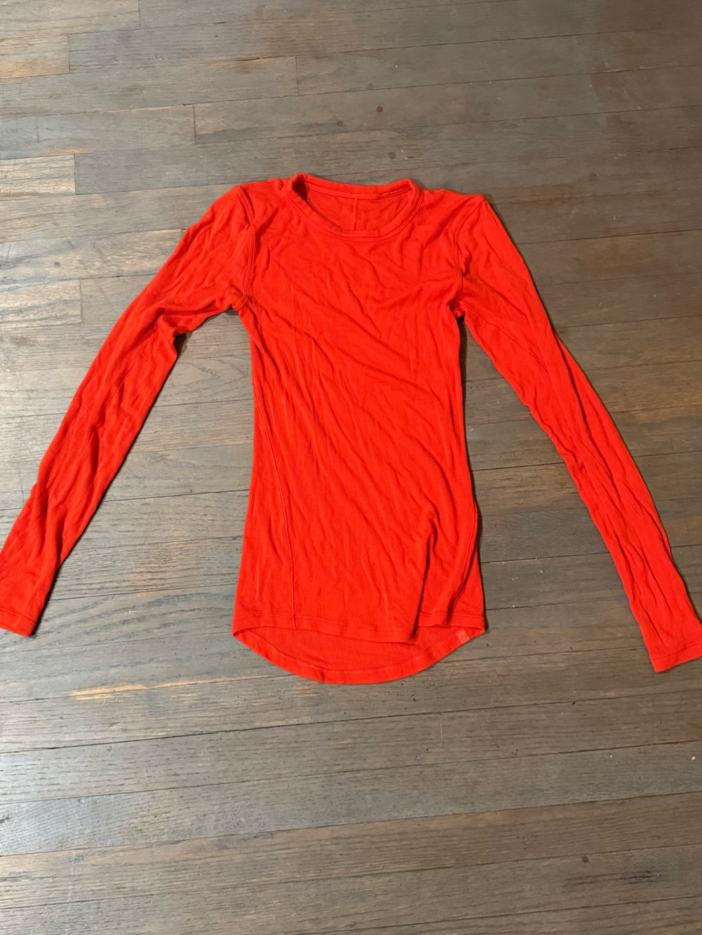 lululemon athletica Slim Long Sleeve Crew Tee - Bright Orange-Red